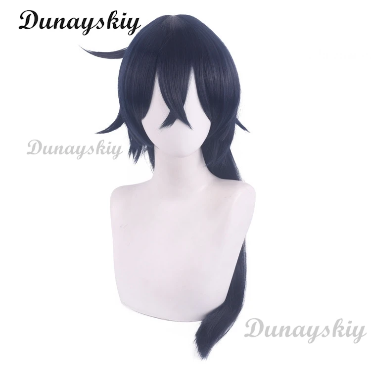 Anime The Case Study of Vanitas Cosplay Wig Vanitas No Karte Dark Blue Hair Earring Ear Clips Heat Resistant Hair Wigs + Wig Cap