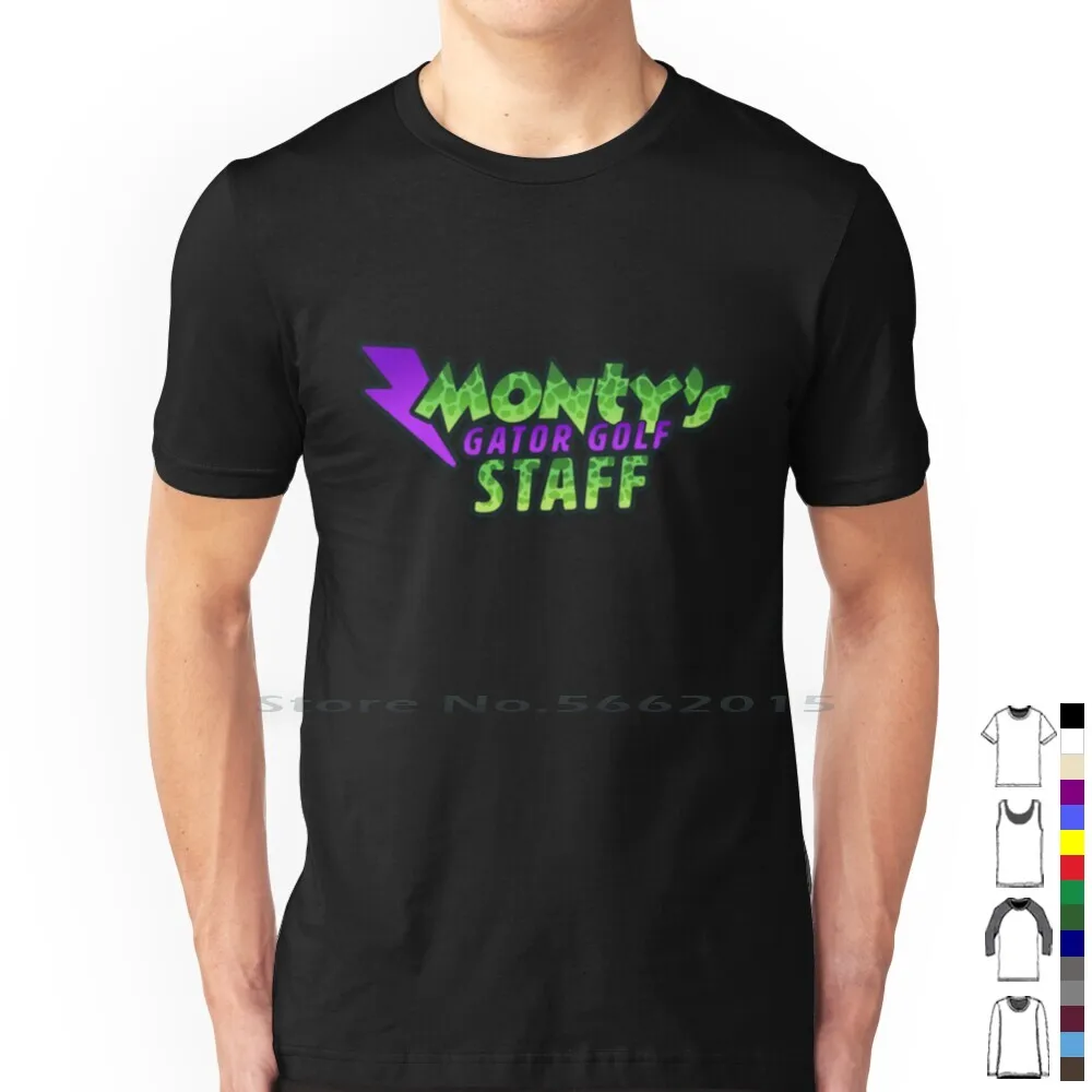 Monty's Gator Golf Staff T Shirt 100% Cotton Fnaf Five Nights At Security Breach Chica Fazbear Foxy Springtrap Montgomery Gator