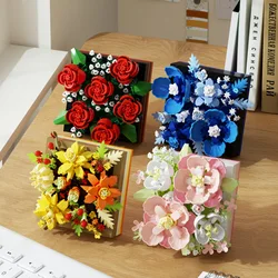 Rose Micro Diamond Particles Flower Building Blocks Flower Model Set Bricks Romantic DIY Home Decoration Toy for Kids Girls Gift
