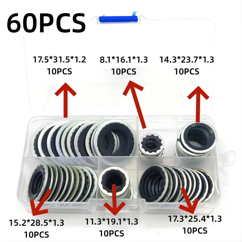 60 Stuks Afdichting Pakkingen Voor Automotive Airconditioning Systemen, Expansieventiel Pakkingen, Pijp Pakkingen, Compressor Pakkingen