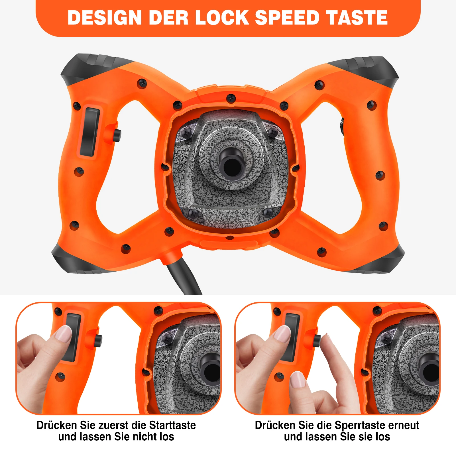 خلاط أسمنتي معدني بقدرة 3000 وات 6 سرعات، أداة خلط جص هاون الطلاء الكهربائي، مجداف تقليب قضيب حلزوني M14