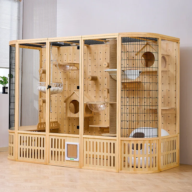 New Style-Super Large Cat Villa Cat Cage & Panoramic Large Cat House Luxury Indoor Cat Apartment, Large Pet Furniture Cat House