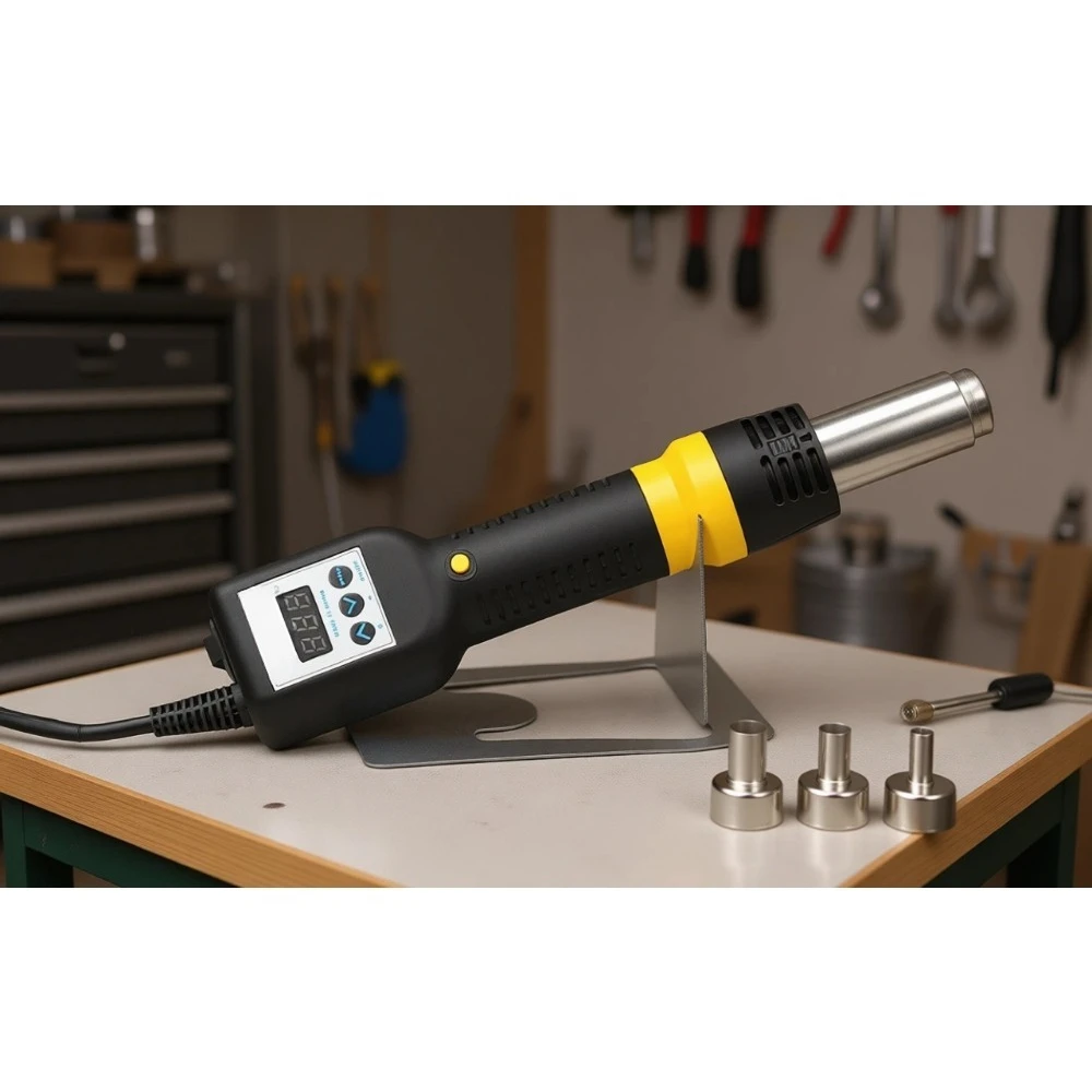 

Профессиональная паяльная станция с горячим воздухом 600 Вт, цифровой контроль температуры, паяльник для SMD-компонентов, 3 насадки, LED-дисплей