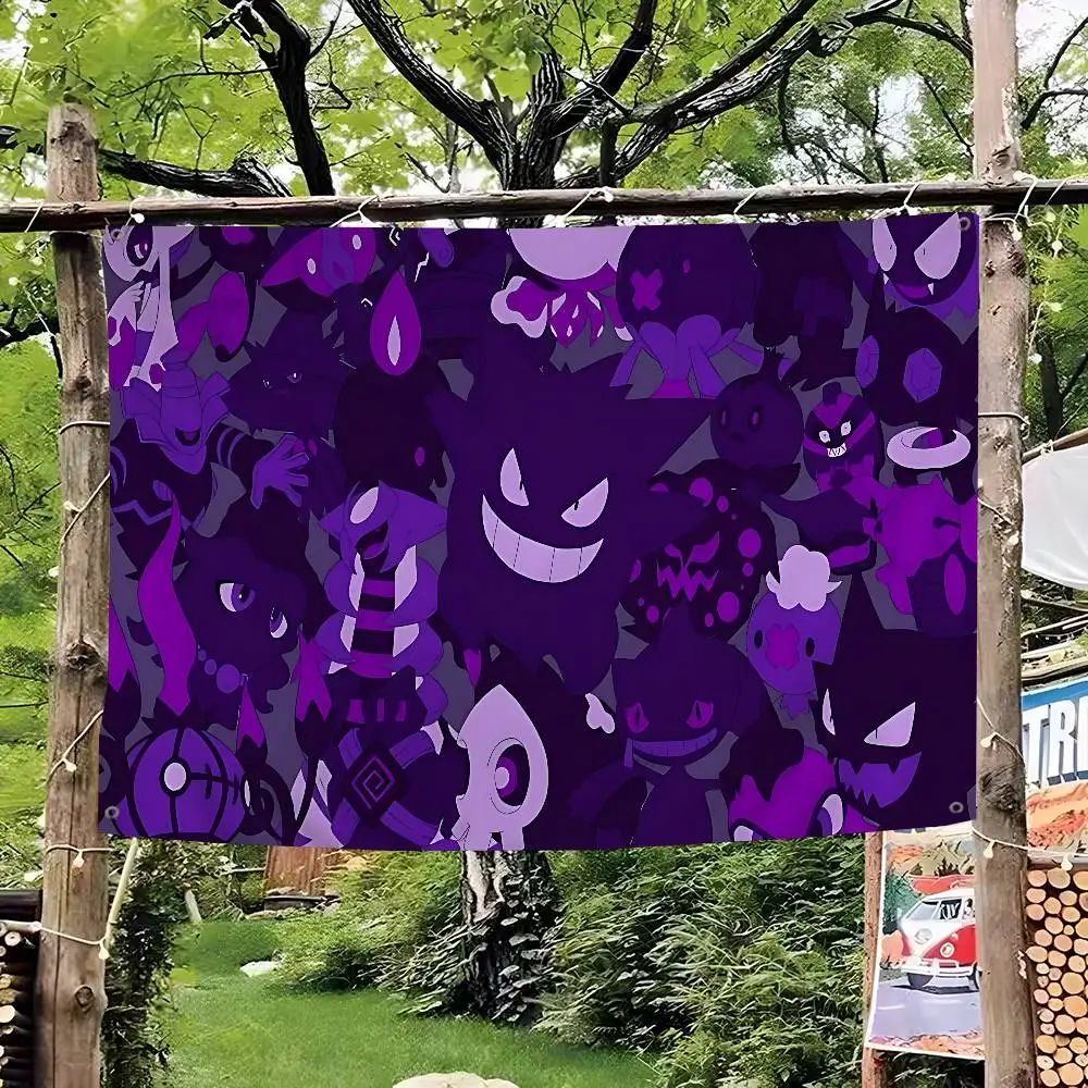 Anime Cute G-Gengars Creative Pattern Hanging Flag Polyester Printed Banner Hand Pulled Flag