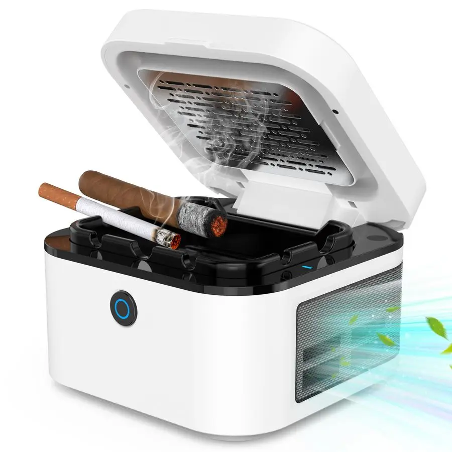 

Smokeless Ashtray with Lid,Mini Smell Proof Ash Tray for Car,Detachable Trash Can for Outdoor Travel Home Office White