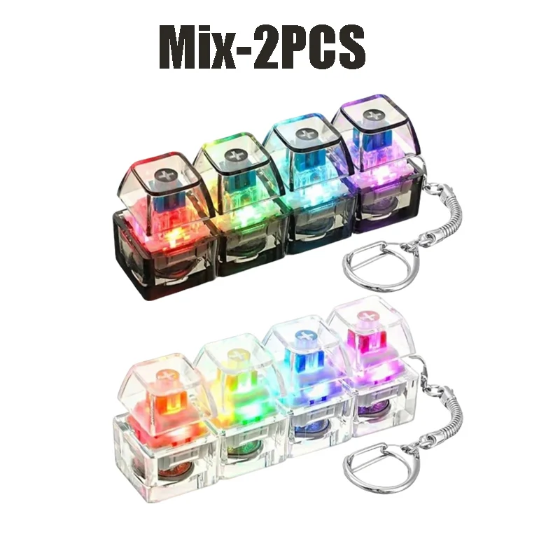 1-10PCS Toetsenbord Fidget Speelgoed LED Crystal Keycap Sleutelhanger Stress Relief Vingertop Gadget Decompressie Speelgoed Clicker Fidget Speelgoed - afbeelding 1
