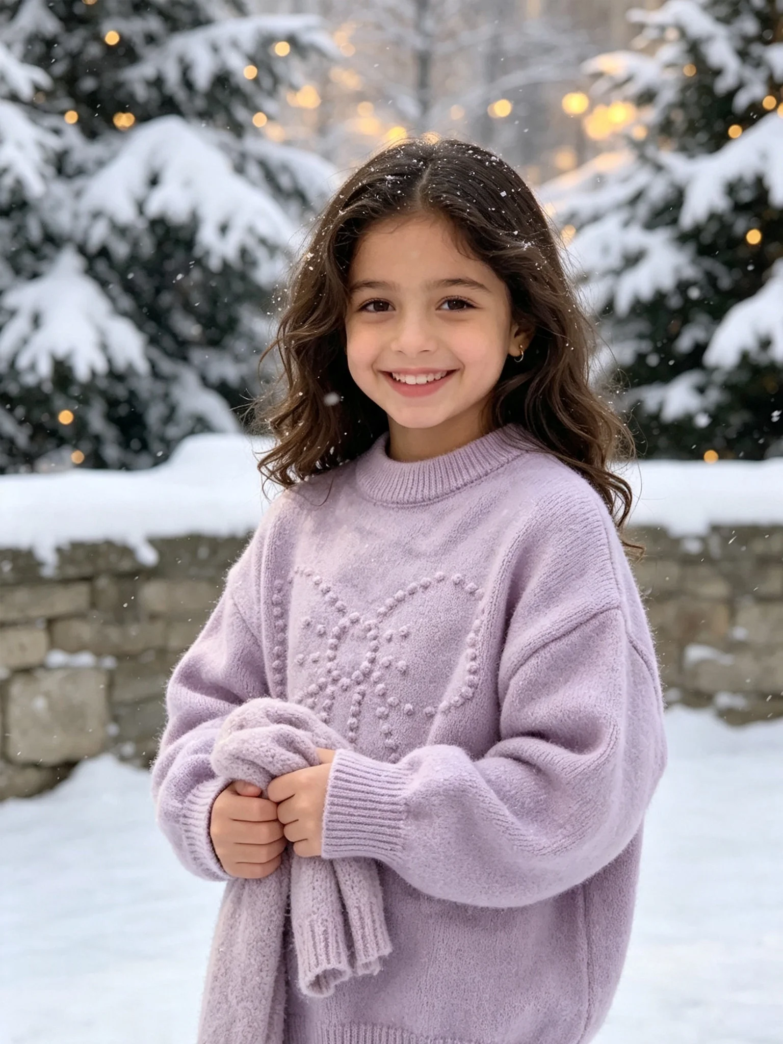Girls Round Neck Knitted Sweater 3D Pom-pom Bow Embroidery Pullover Kids Soft Warm Loose Sweater Autumn Winter Children Long Sle