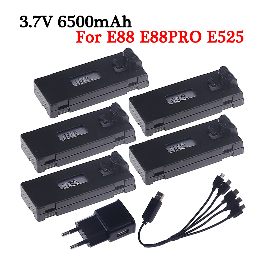 3.7V 6500Mah RC Drone Battery Accessory For E88 E88PRO Ls-E525 E525 PRO Mini Uav Drone Battery Special Rc Parts 1/2/3/5/10Pcs