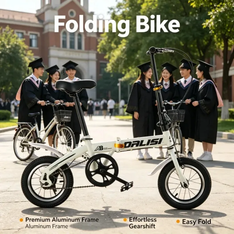 

Folding Bike - Preassembled Portable Disc Brake Multi-Speed Lightweight Wheels Perfect for Adult & Teen Rider Bicycles Adult
