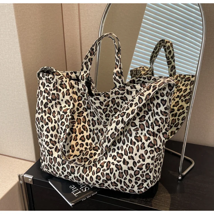 Tote Bag Woolen Leopard Print Fashion High-Capacity Shoulder Bag Pures and Bags Crossbody Unisex Travel Bags