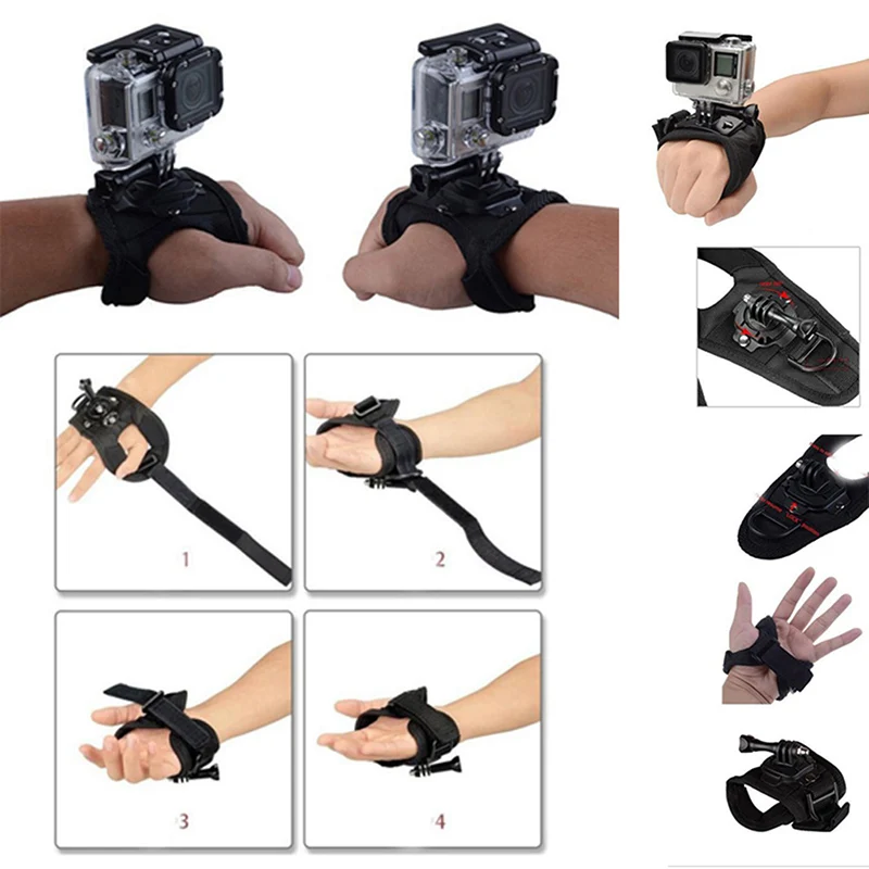 360 Graden Wrist Band Arm Riem Riem Statief Voor Gopro Hero 8/7/6/5/4/3 +/2 Camera Vuist Adapter Voor Go Pro Accessoires