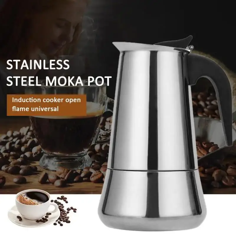 Electric Moka Coffee Pot 2/4/6/9/12 Cups Stainless Steel Thickening Espresso Coffee Maker Italian Cuban Classic Coffee Pot ﻿