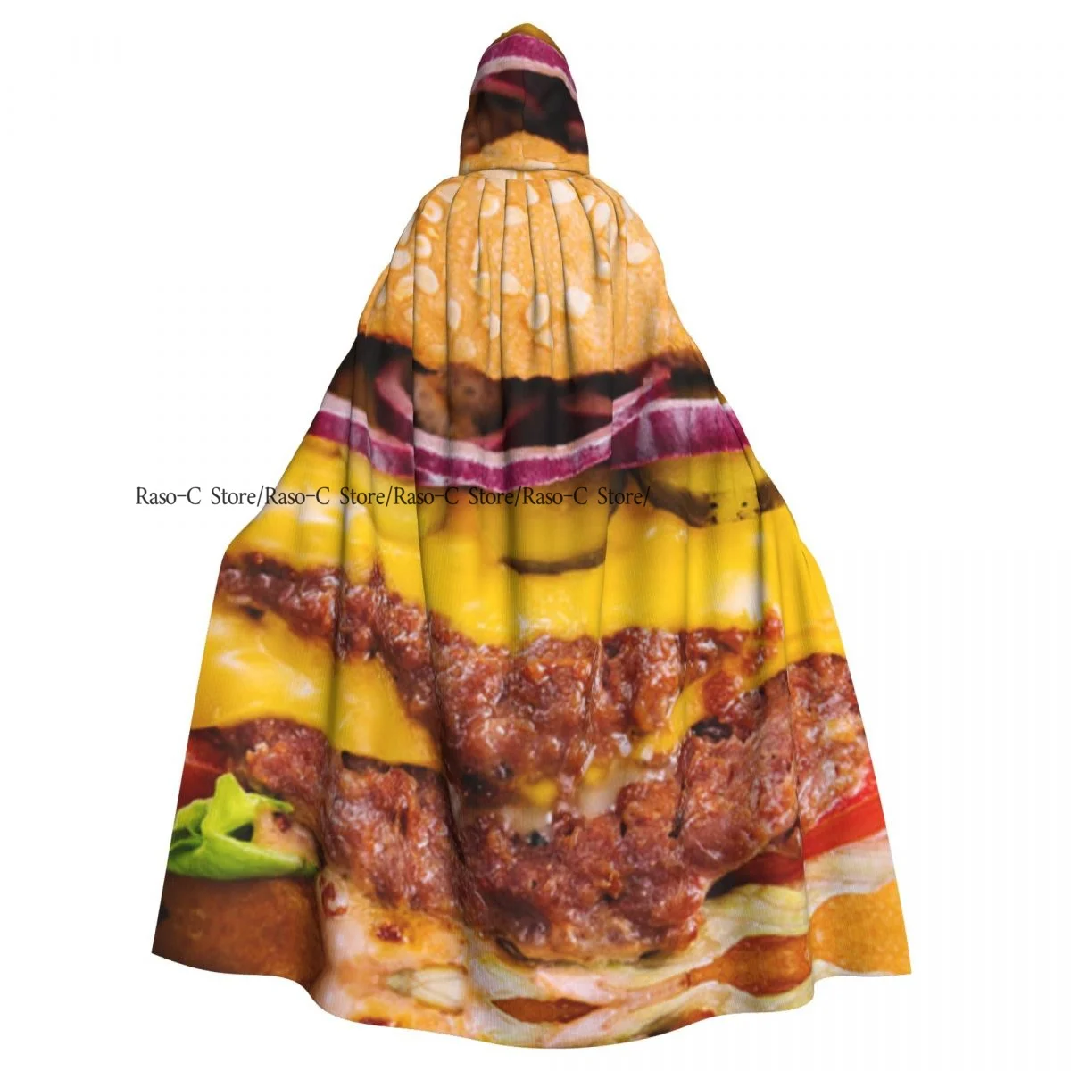 Hooded Cloak Unisex Cloak with Hood Burger Macro Cloak Vampire Witch Cape Cosplay Costume