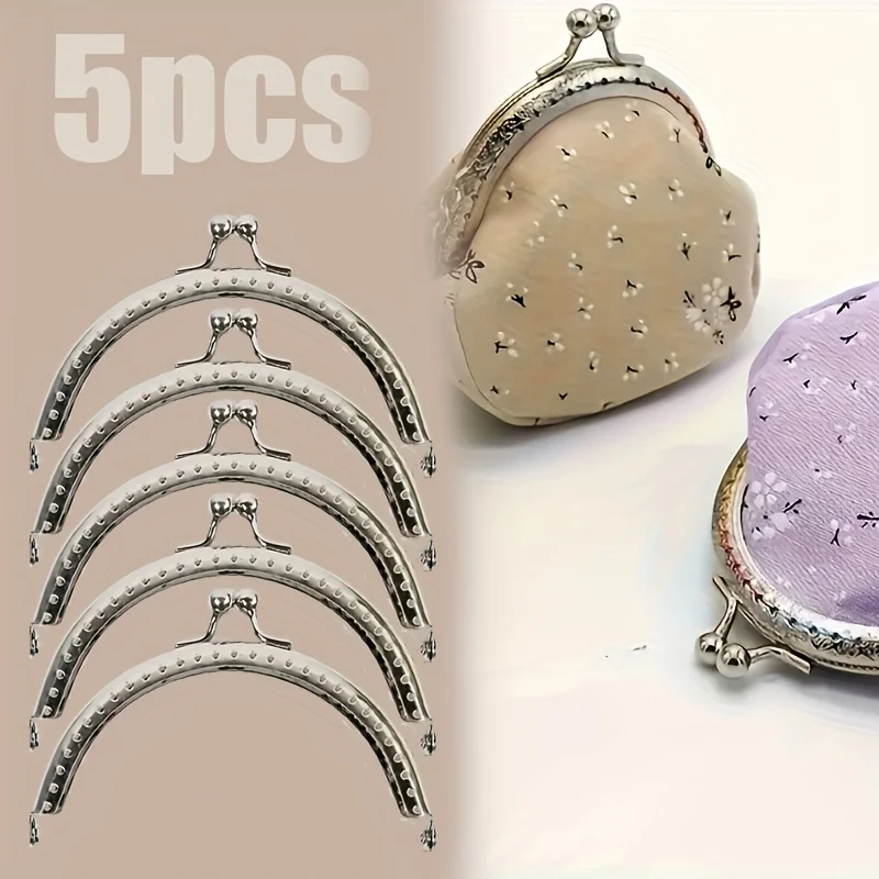 5er-Pack Halbrunde Metallverschlüsse in Silber, Druckverschluss, Vintage-Stil, handgefertigtes DIY-Taschenzubehör, Materialien zum Umwandeln von Geldbörsen, Halbrunde Metallverschlüsse für