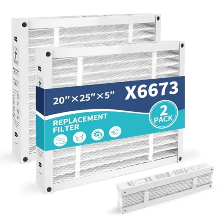 

X6673 Air Filter Compatible with Lennox X6673 HCF20-11FC100A1037 MERV 11 HVAC AC Furnace 20x25x5 Collapsible 2 Pack