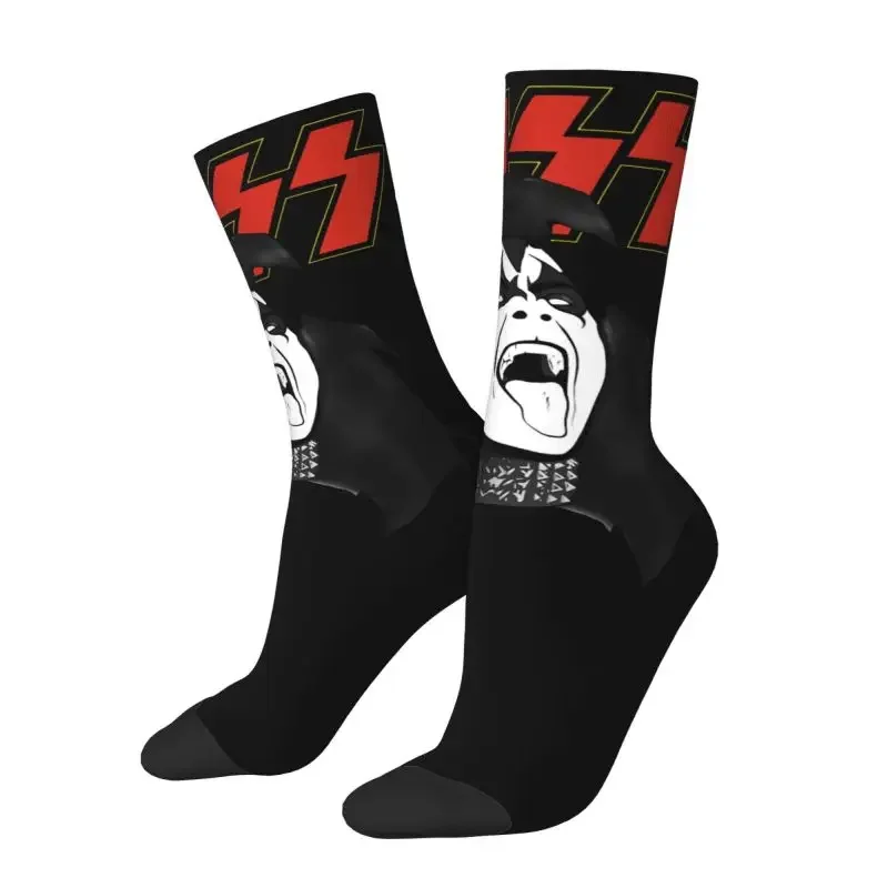 

Fashion Print Gene Simmons Kiss Band Socks for Men Women Male Stretch Summer Autumn Winter Heavy Metal Crew Socks