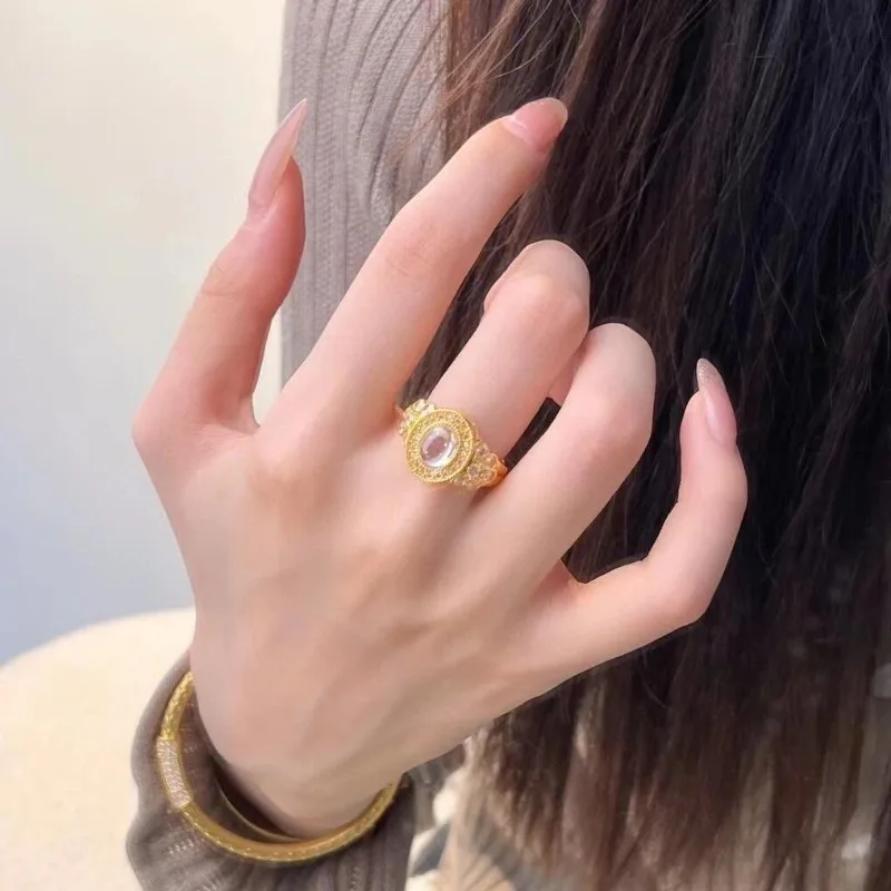 خاتم ضوء القمر الأبيض، مجوهرات متخصصة ومتعددة الاستخدامات، مزاج مجوهرات راقي رائع، مجوهرات فاخرة خفيفة، التنقل اليومي