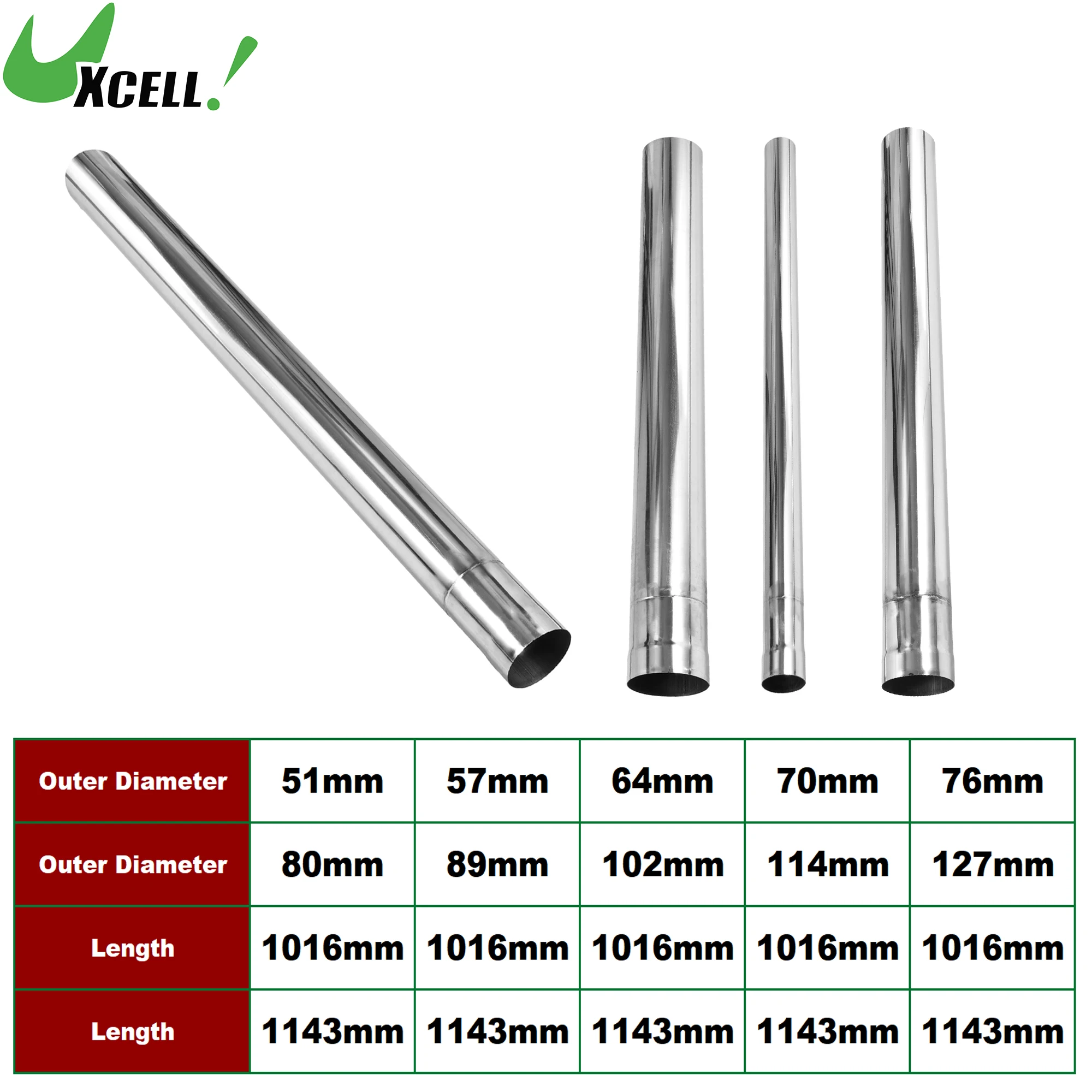 

UXCELL Straight 1016mm 1143mm Length Mandrel Exhaust Tube Car Exhaust Pipe Mandrel Bend Tubing Pipe T304 51-127mm OD