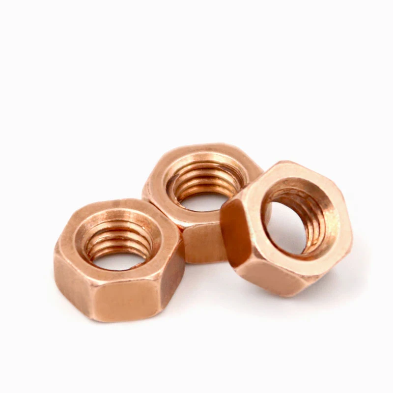 M3M4 M5M6 M8M10M12M14M16~M27 T2 Copper Hexagon Nut Red Copper Nut Conductive Conduction Nut Washer Locking Screw Cap Pure Copper