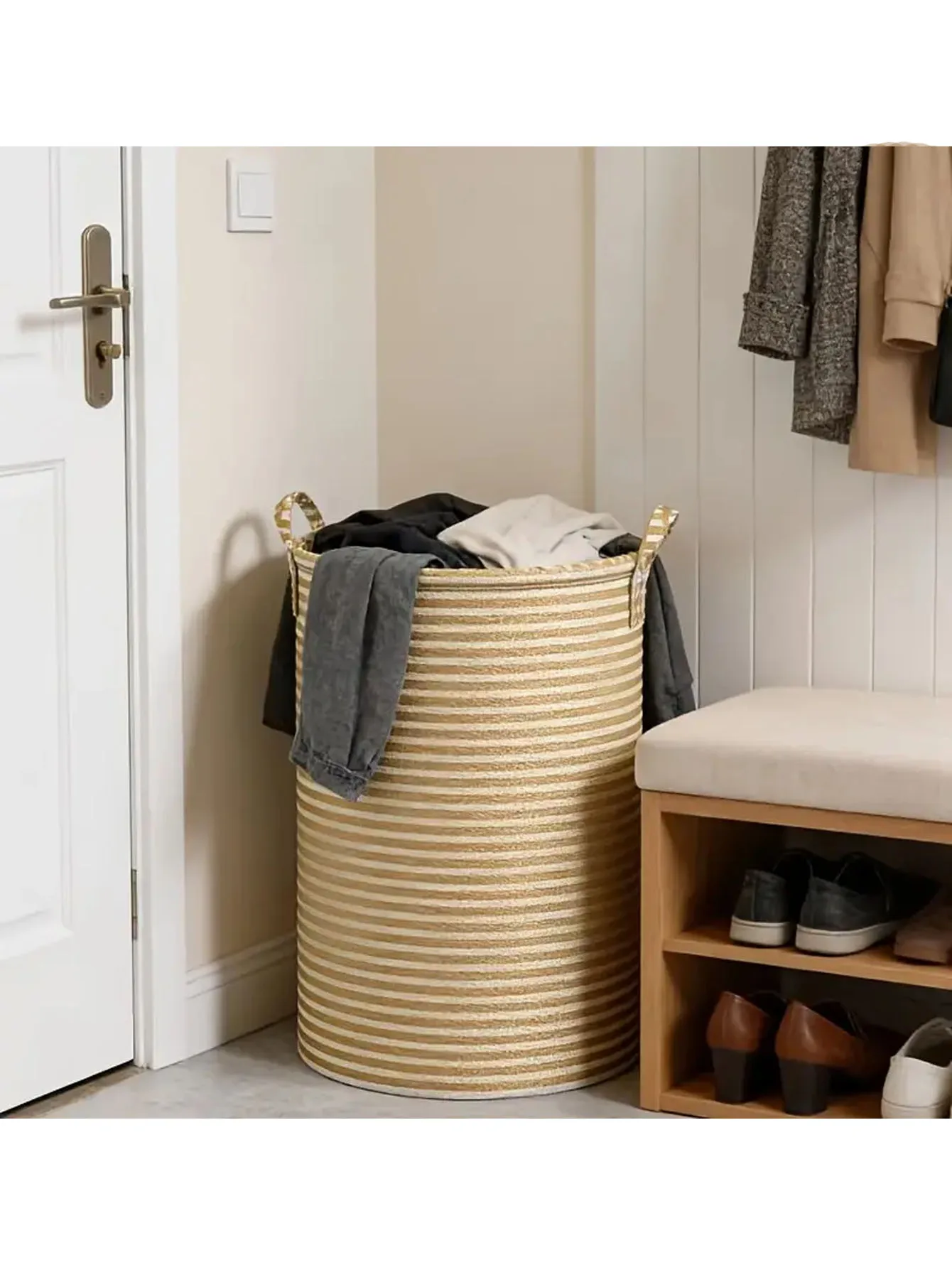 1 Large Capacity Clothes Basket, Foldable Household Bathroom Storage Bucket, Toy Clothing Storage Basket, Laundry Bag