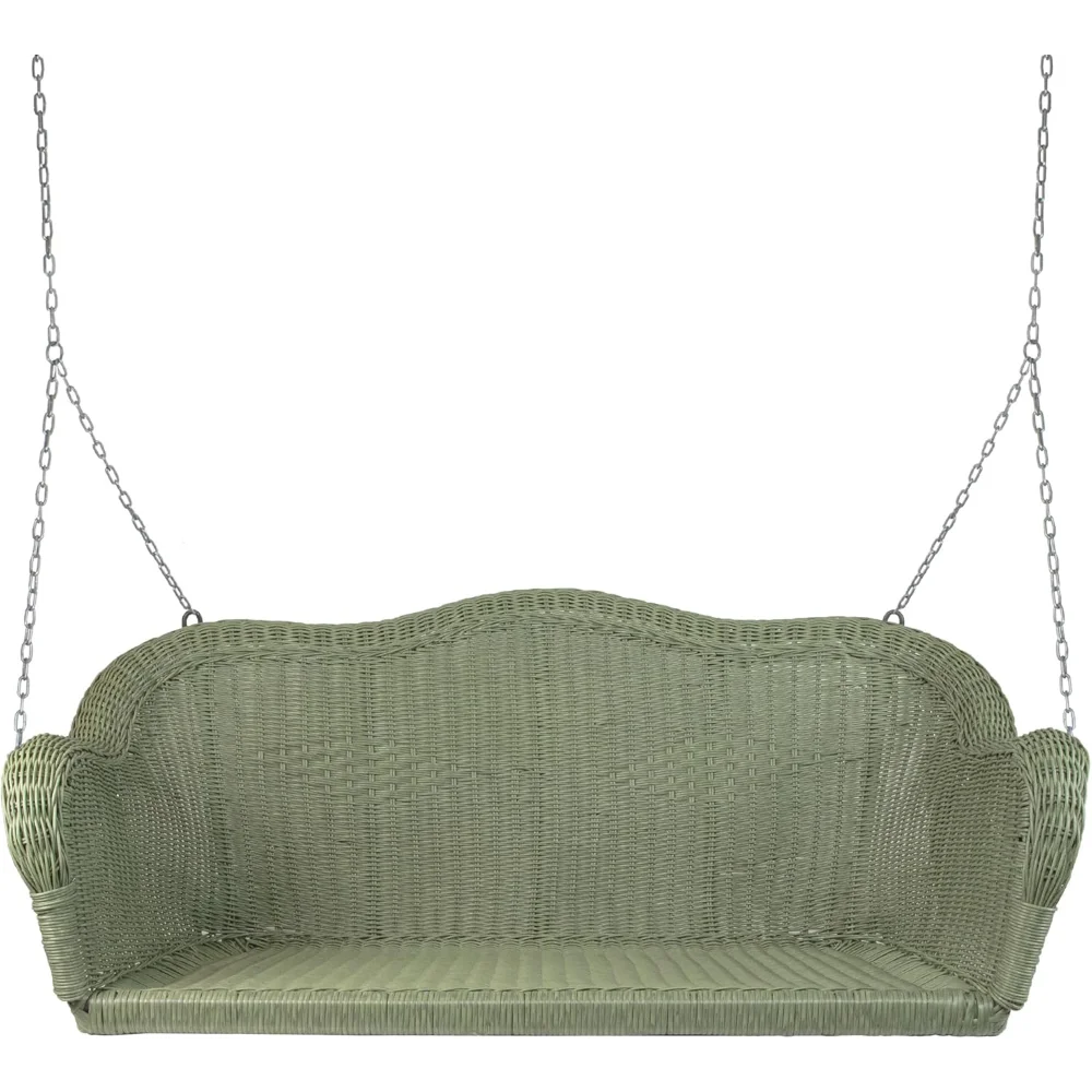 

Hand Woven Resin Wicker Porch Swing with Chain - Green