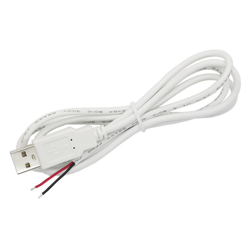 1/3/5PCS USB 2.0 Male Plug 2pin Bare Wire USB Power Cable DIY Pigtail Cable For USB Equipment Installed Replace Repair DIY White