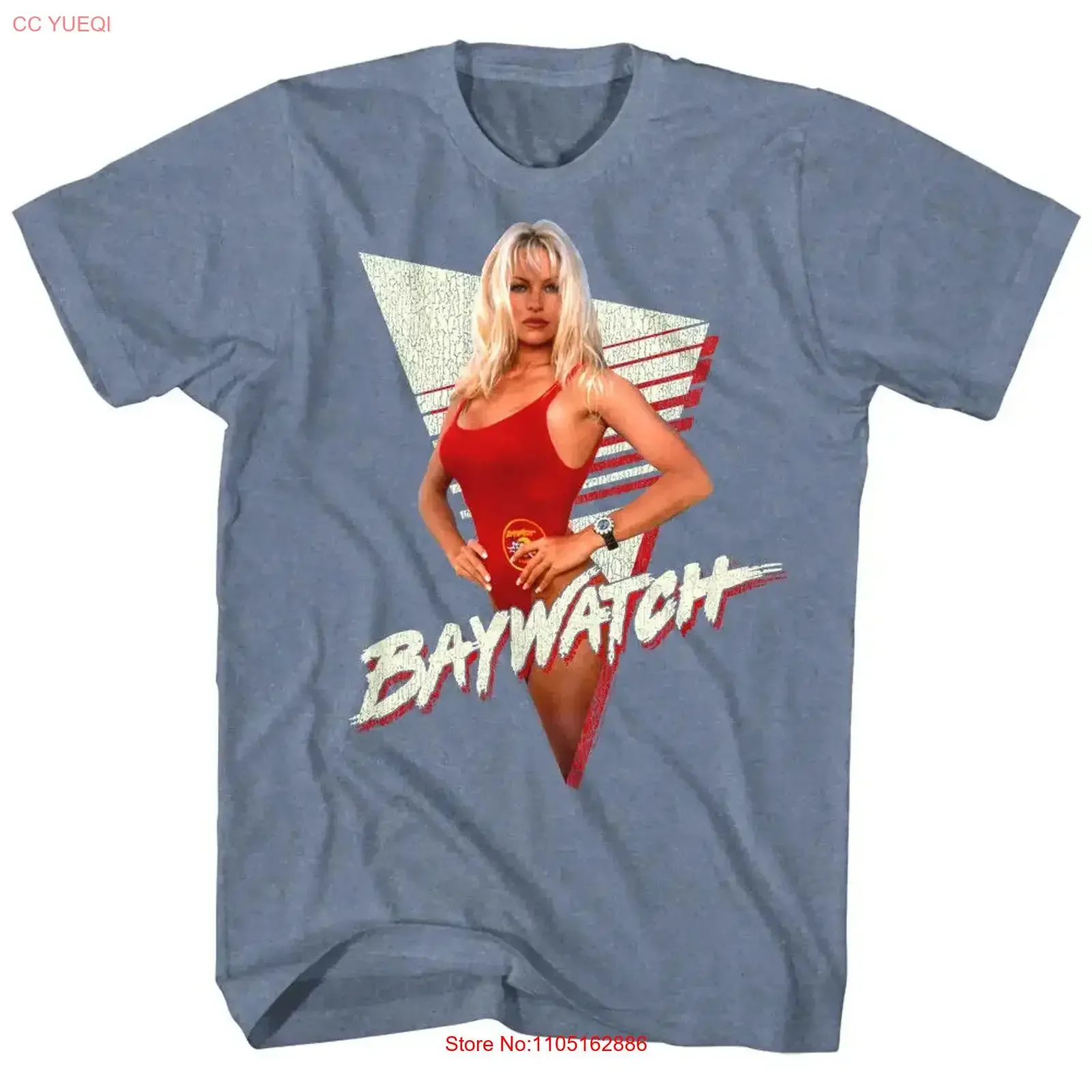 Baywatch Pamela Anderson Lifeguard Men's T Shirt Vintage Triangle CJ Parker Wham vintage Washed Top For Everyday Wear graphic