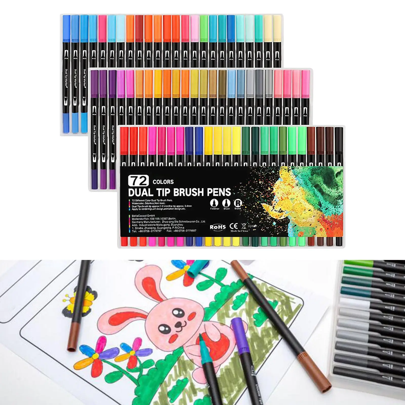 72 Colors Fittings Durable Paint Markers Art Set Tip Brush Pens for Journaling Calligraphy Adult Drawing Scrapbook