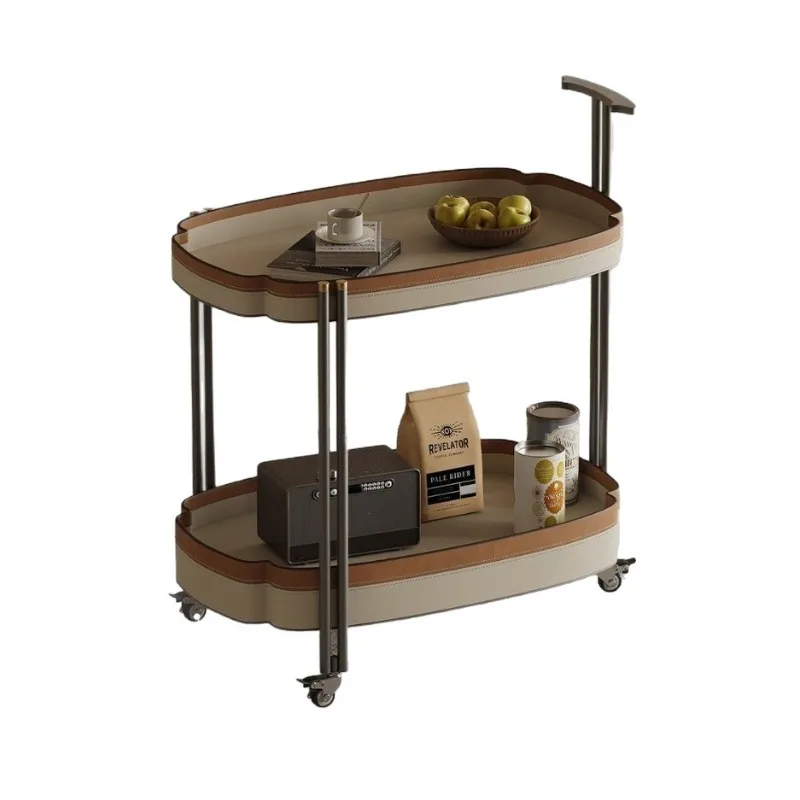 Italian minimalist trolley, sofa side table, movable stainless steel dining cart