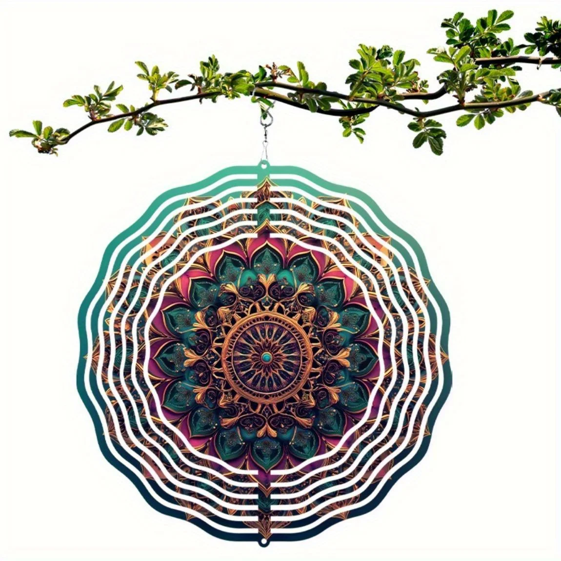 CIFBUY Metal Wind Spinner Kinetic Garden Art Decor Battery Free 360 Rotating Mandala Balcony Outdoor Hanging Ornament Gift