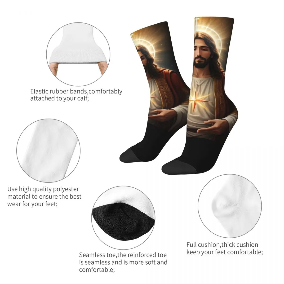 Catholic Cross Jesus Christ Faith Design Socks Outfits for Unisex Flexible Print Socks