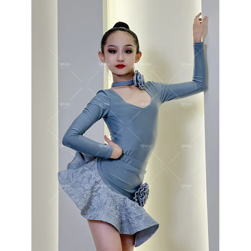 New Latin Dance Outfit for Spring and Summer, Pink Training Suit for Girls Performing Skirts, Dance Outfit Set