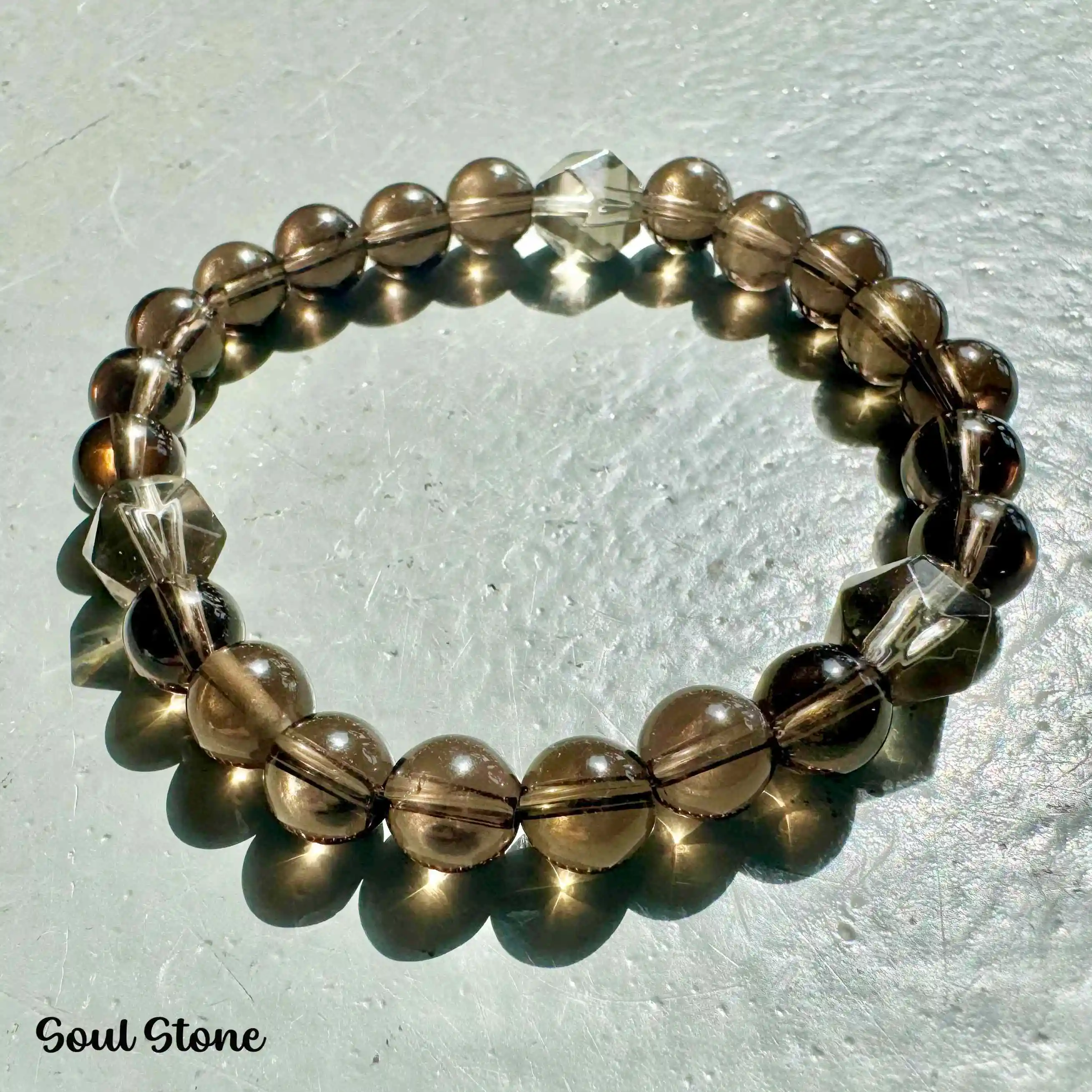 

Soul Stone Natural Smoky Quartz Single-Strand Bracelet – Grounds Energy, Releases Negativity, Enhances Emotional Stability