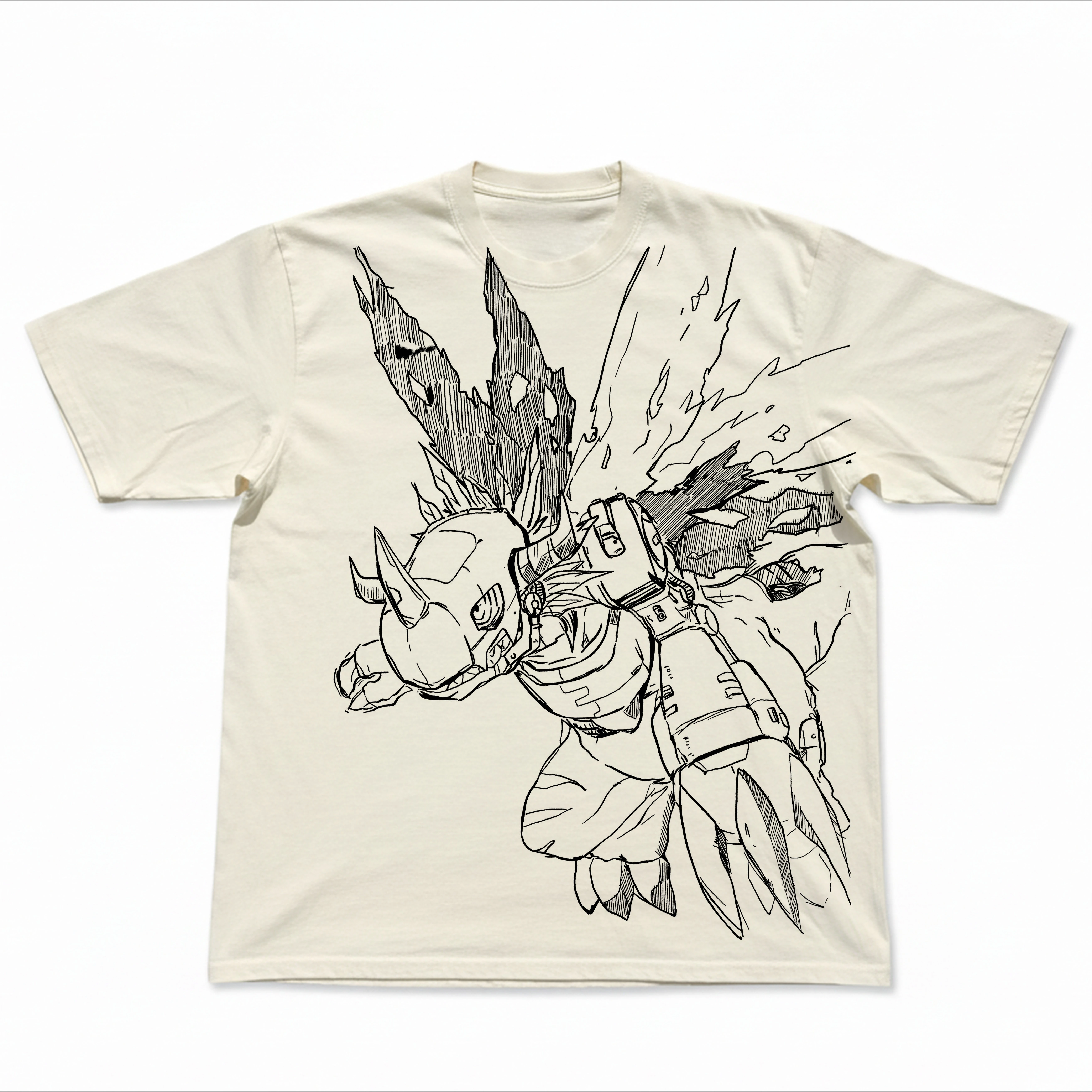 Digimon WarGreymon Sketch Graphic T-Shirt Cotton Men Women Streetwear Tee