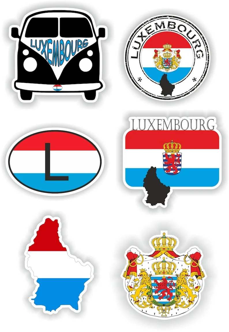 

Luxembourg Set of Stickers for Laptop Book Water Bottle Fridge Guitar Motorcycle Helmet ToolBox Door PC Boat