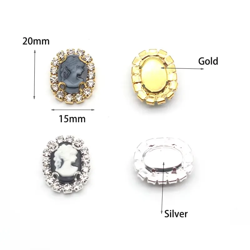 New Style 20*15mm Oval Princess Head Flat Rhinestone Buttons For Bow Knot Headdress Clothing DIY Accessories