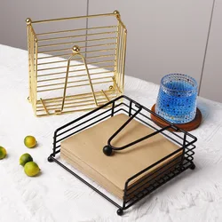 Metal Napkin Holder Square Flat Tissue Organizer Desktop Paper Dispenser Napkin Rack for Restaurants Cocktail Cookouts Bar Decor