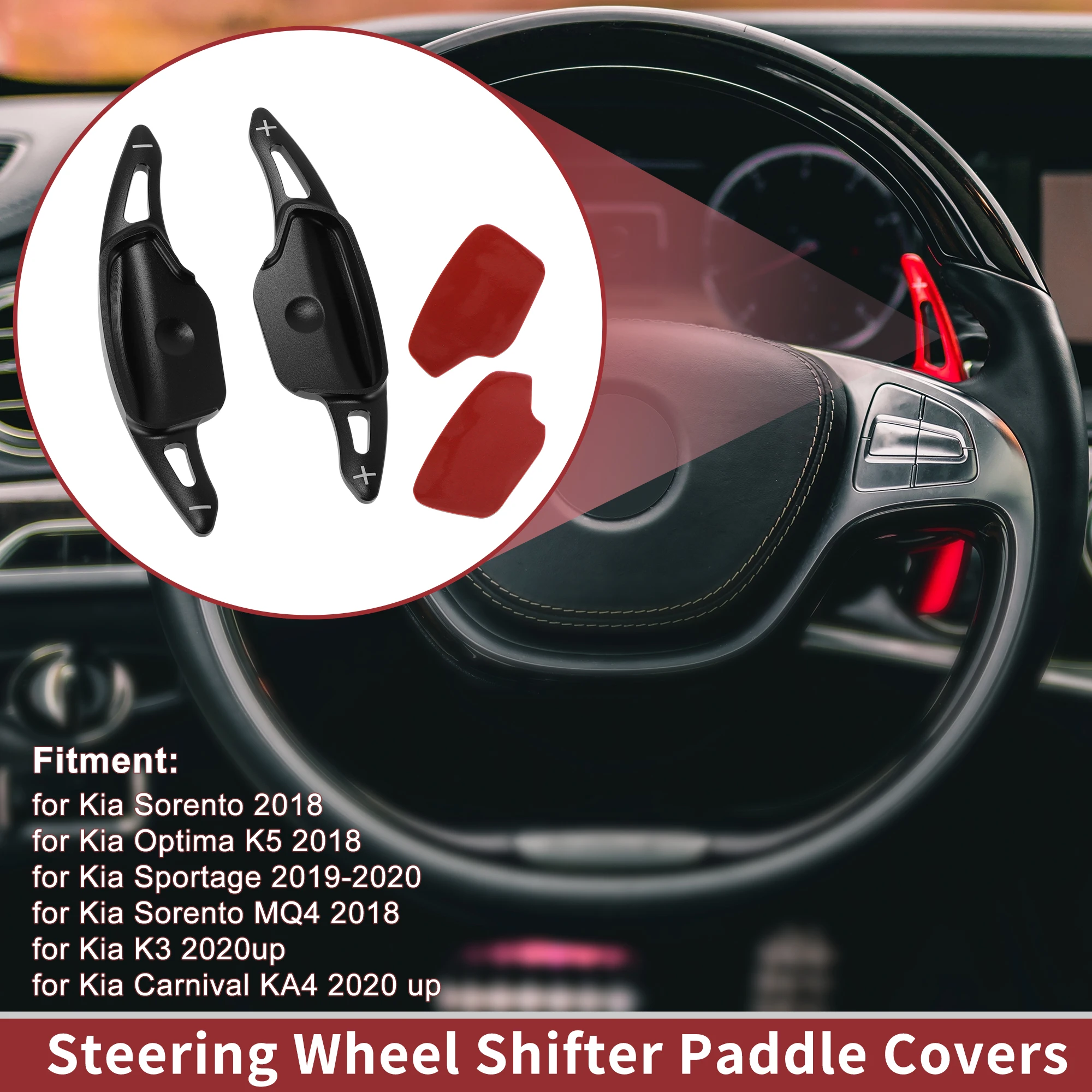 

UXCELL 1 Set Black Aluminum Alloy Steering Wheel Paddles for Kia Sorento 2018