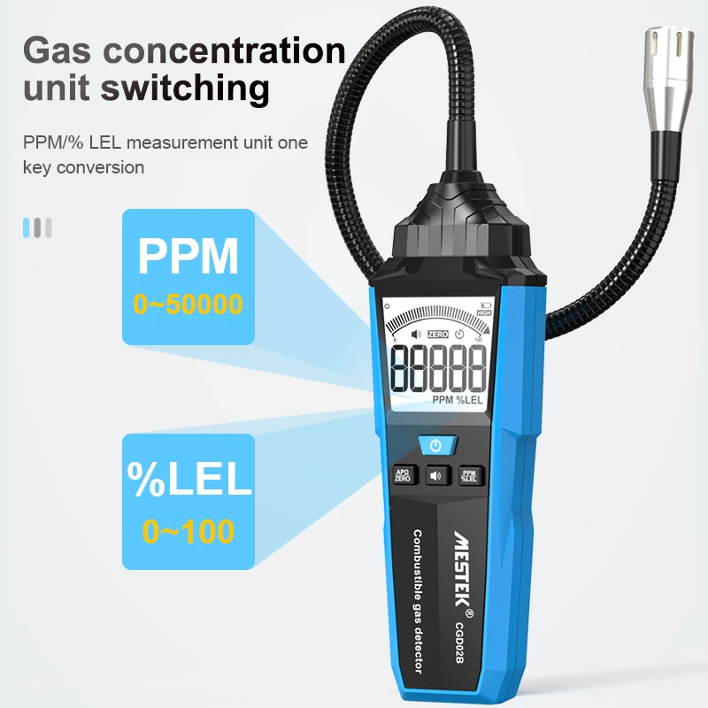 Combustible Gas Detector Port Flammable Natural Gas Leak Location Determine Meter Tester Sound Light Alarm ppm LEL Gas Analyzer