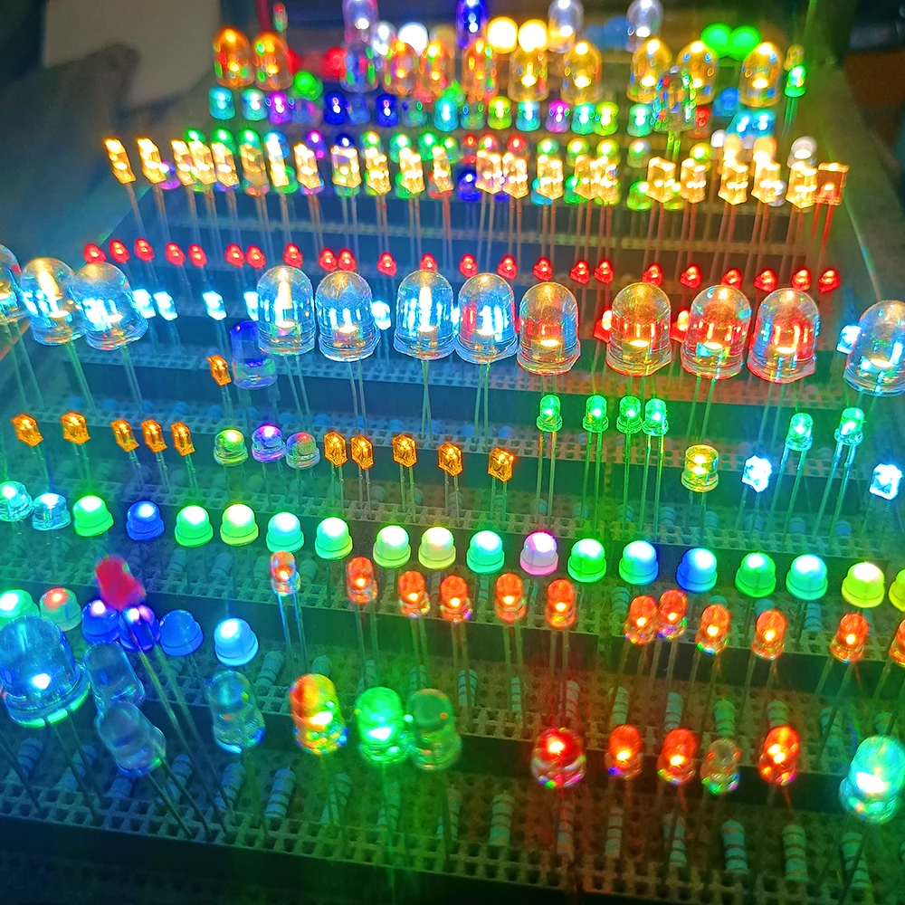 500pcs 5mm LED Diode 5 mm Assorted Kit White Green Red Blue Yellow Orange Pink Purple Warm white DIY Light Emitting Diodes
