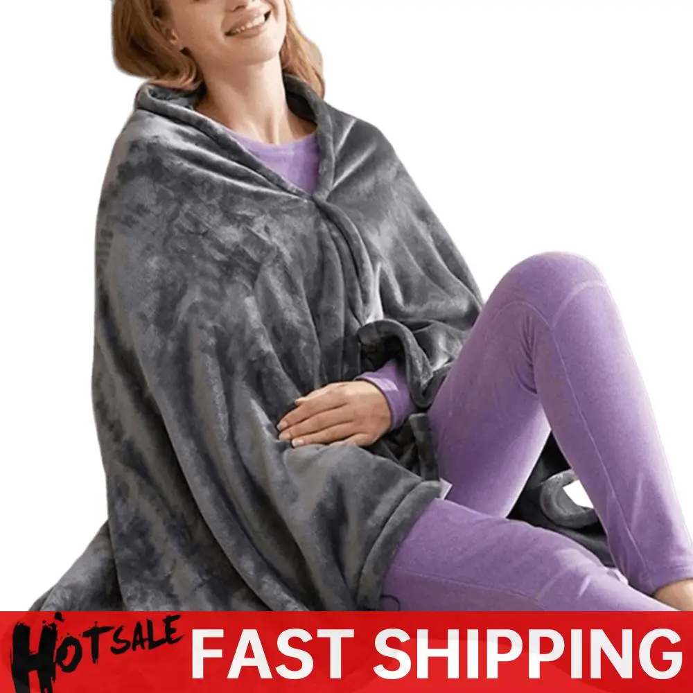 

USB Electric Heated Blanket 3 Heating Levels Fleece Heated Blanket Wearable Heating Lap Blanket Quickly Heated Cape Pad