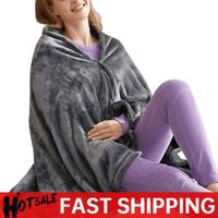 USB Electric Heated Blanket 3 Heating Levels Fleece Heated Blanket Wearable Heating Lap Blanket Quickly Heated Cape Pad
