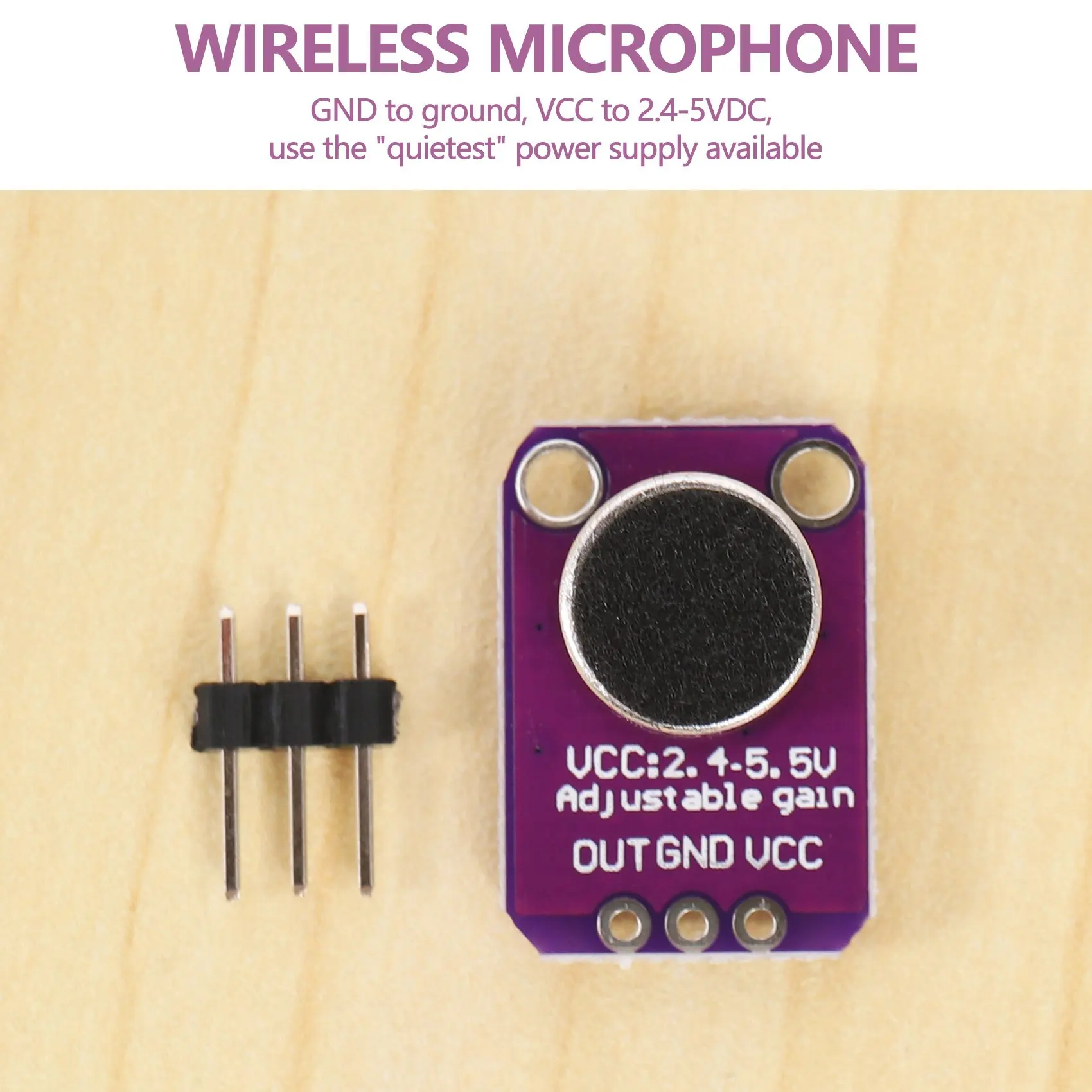 10 PCS Amplificatore per microfono a elettrete Modulo MAX4466 regolabile Preamplificatore per microfono Scheda breakout viola per Arduino