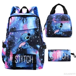 Lilo And Stitch Backpack High School Girls Boys School Bags For Teenage Simple Multi Pockets Kawaii Laptop Backpack Women Men