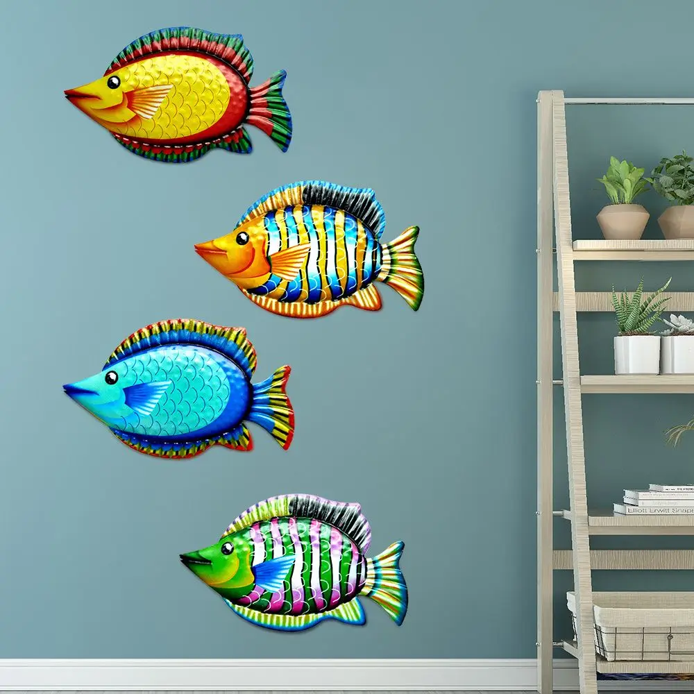 New Metal Fish Wall Decoration Hanging Ornament Iron Art Craft Indoor Outdoor Sculpture Artwork Statue