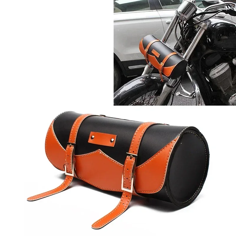 

Universal Motorcycle Custom Harley Honda Yamaha Motorbike Orange+Black Front Forks Tool Bag Luggage Saddle Bag For Harley Honda