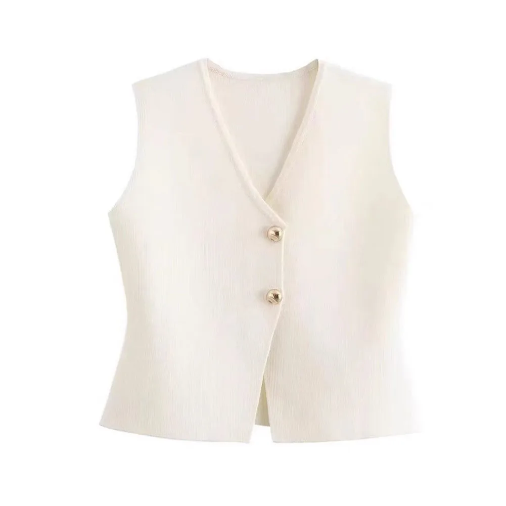 Casual Outings Festive Gatherings Women Knitted Vest Single-breasted Vests Elegant Knitted Women Vest Spring Summer