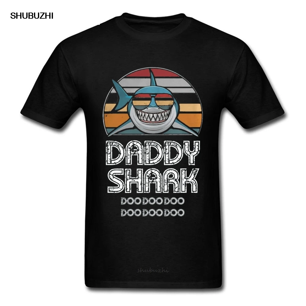 Fathers Day T Shirt Men Letter Tops Daddy Shark T-Shirt Doo Gift Tee Shirts Retro Cartoon Plus Size Graphic TShirt Cotton Funny