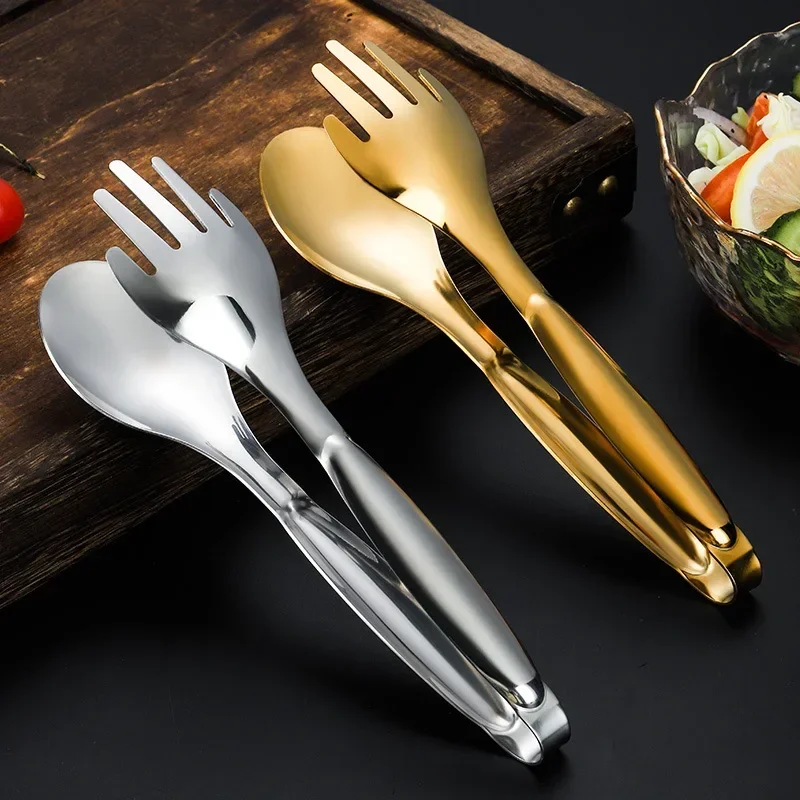 Non-Slip Stainless Steel Food Tongs Meat Salad Bread Serving Tongs BBQ Meat Bread Clip Kitchen Accessories Cooking Utensils