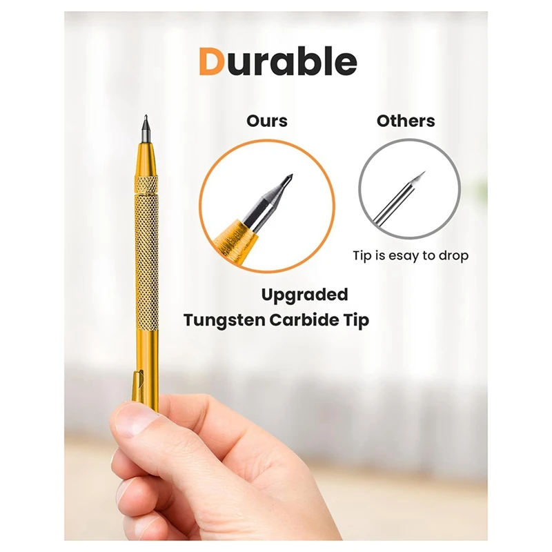 Tungsten Carbide Scriber, Knurled Aluminum Handle, With Bonus Marking Tips And Steel Ruler,Perfect For Detailed Crafting